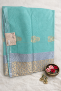 SAR-COT-AQUA-BLU-SILVER-001||COT AQUA-BLU-SILVER Saree