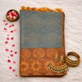SAR-COT-PSTL-GRN-COPPER-001||COT PSTL-GRN-COPPER Saree