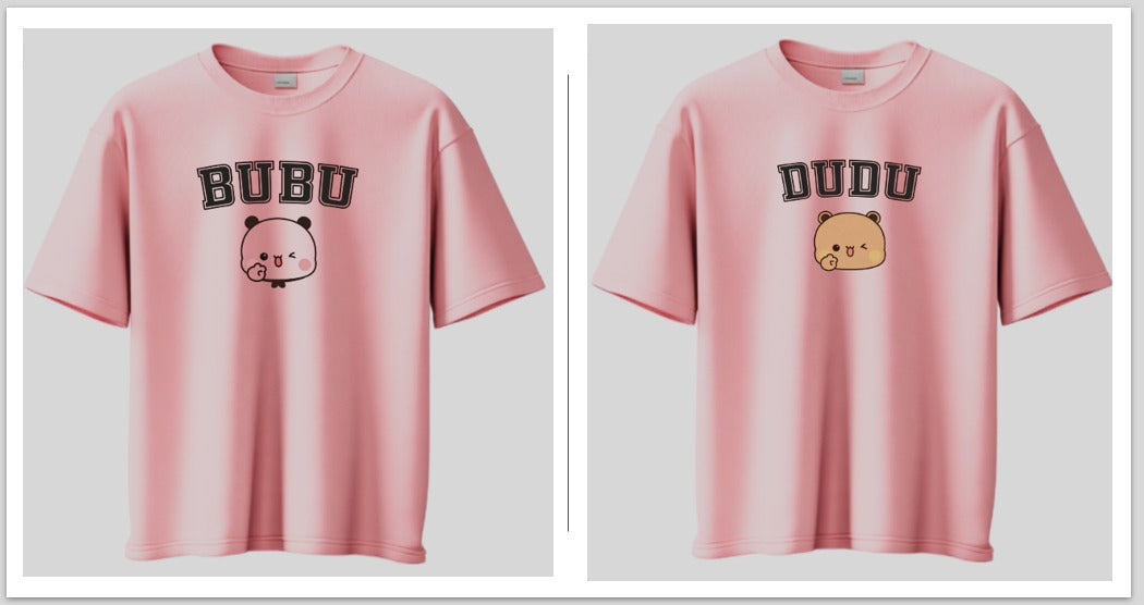 Bubu Dudu Couple T-Shirts | Double Side Design Printed