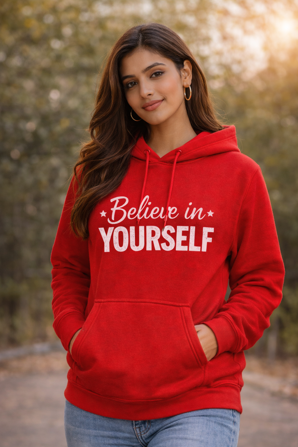 Believe in Yourself Inspirational Red Hoodie |Unisex | Comfortable Everyday Wear