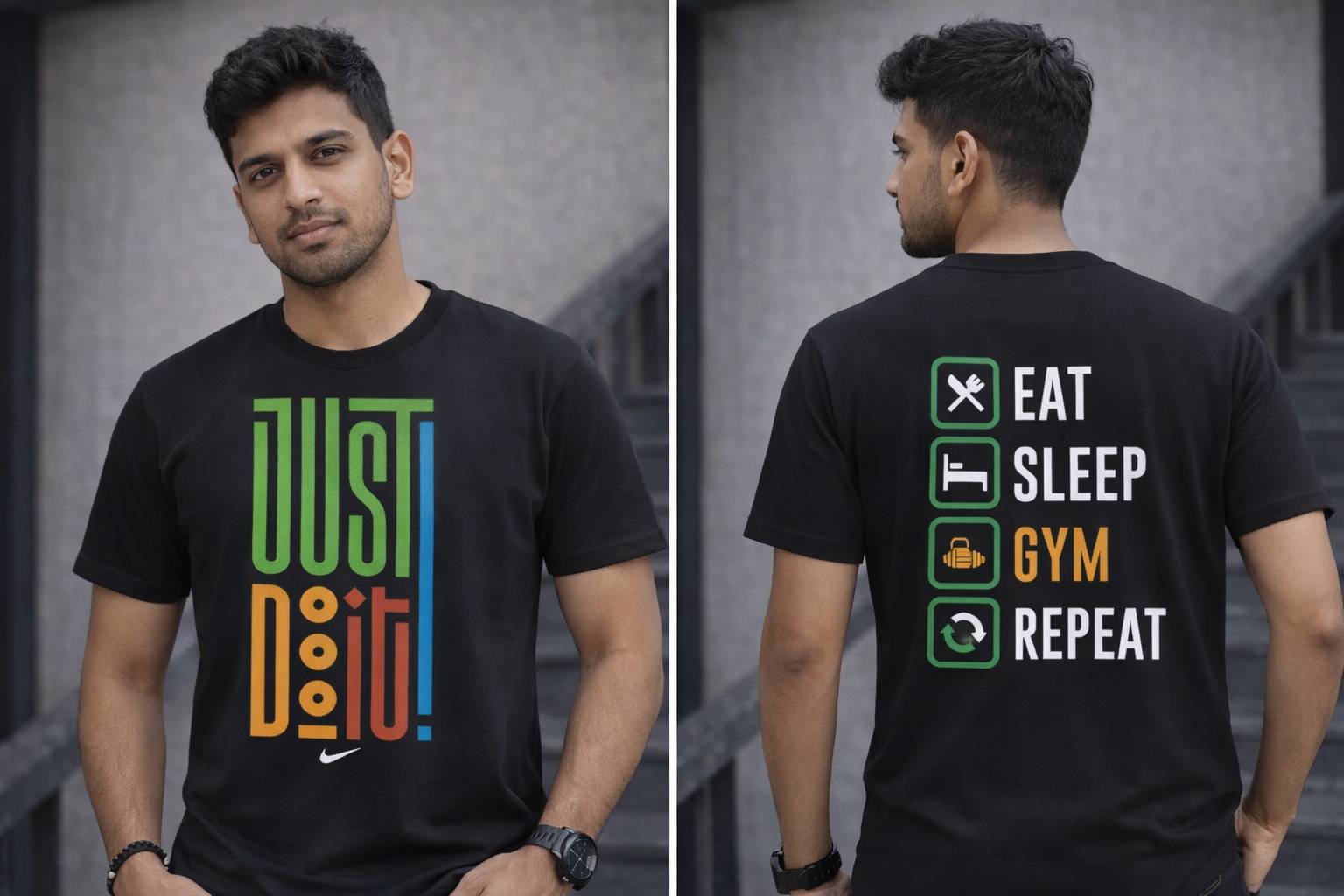 Just Do It – Fitness Motivation T-Shirt (Front & Back Print)