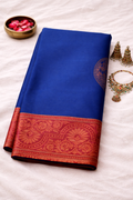 SAR-FC-BLU-RED-001|| FC CTRST BLU RED Saree