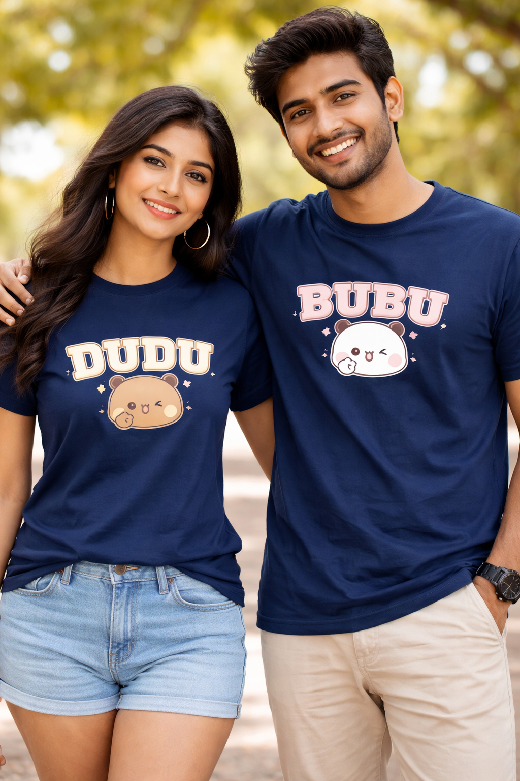 Bubu Dudu Couple T-Shirts | Double Side Design Printed