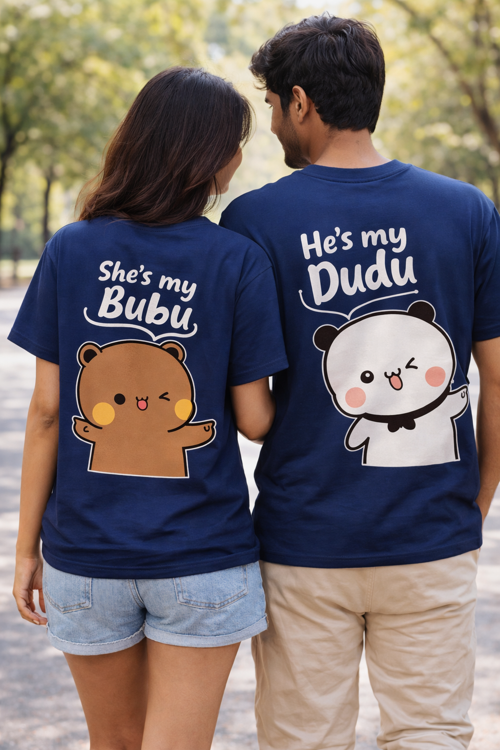 Bubu Dudu Couple T-Shirts | Double Side Design Printed