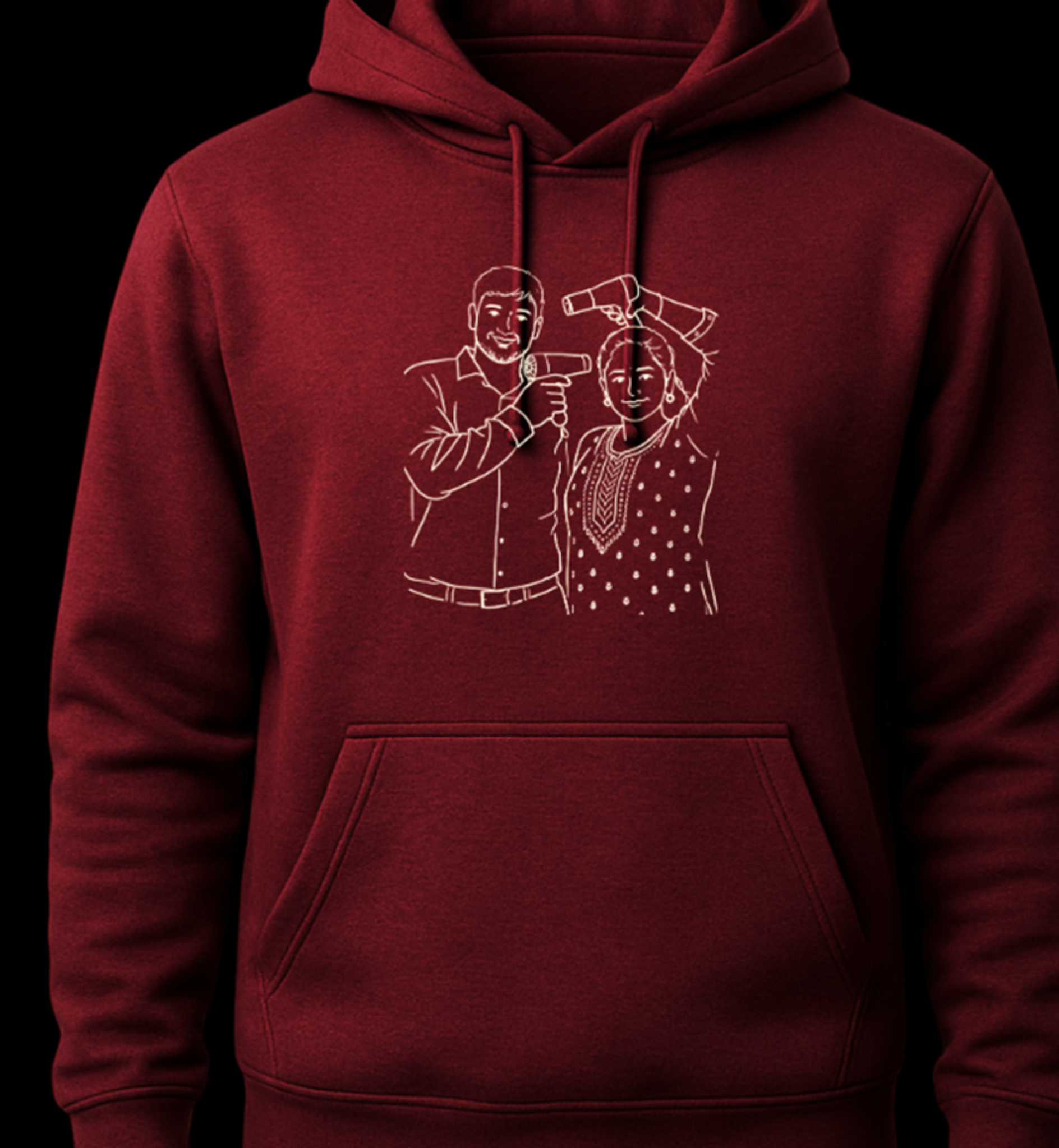 Couple Maroon Graphic Printed Hoodie – Consciousness & Energy Design