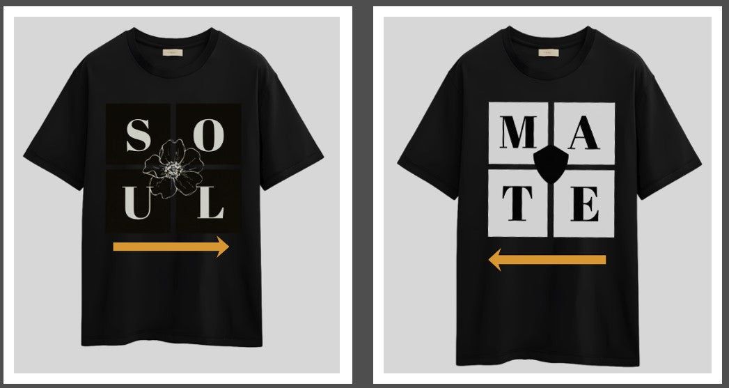 Soul Mate Couple T-Shirts | Minimal Black Tee Set