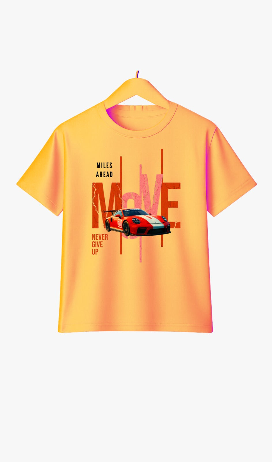 Miles Ahead Move – Motivational Racing Car T-Shirt