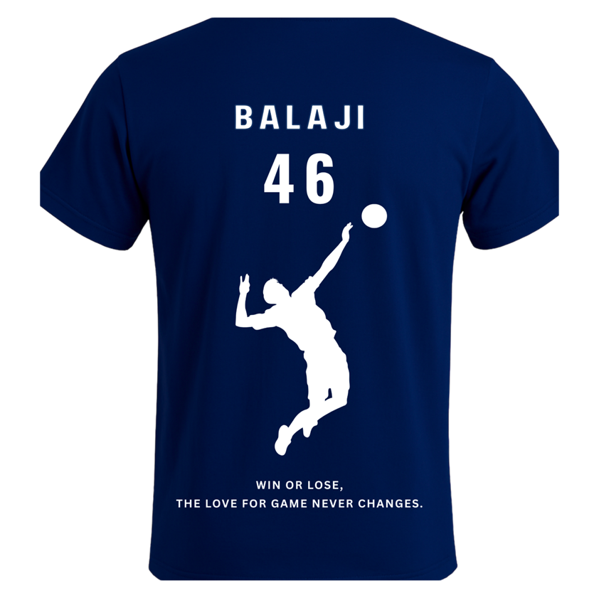 Men’s Navy Blue Volleyball Graphic Printed T-Shirt